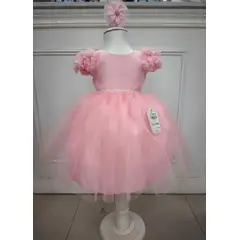 BANNITAS - VESTIDO DE FIESTA PARA NIÑAS ROSE ROSA QUARZO T24M