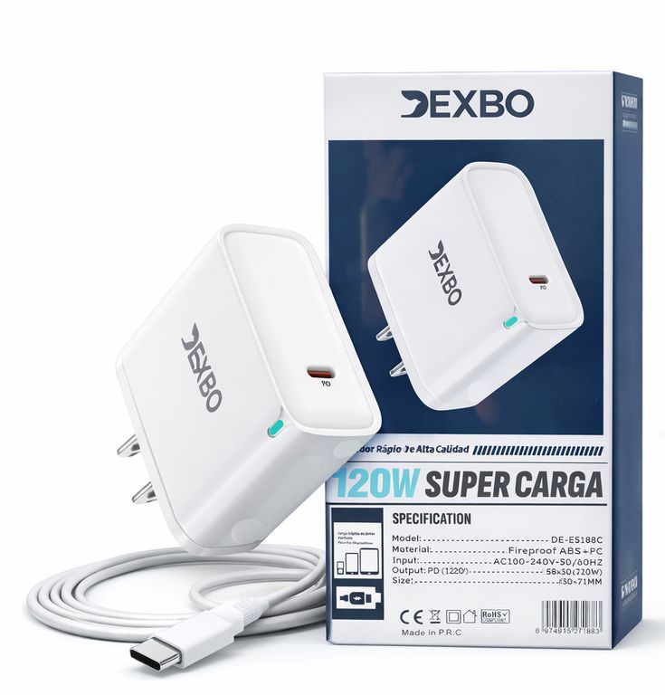 Cargador Premium Rápido120W Super Carga Tipo-C Carga Ultra Rápida