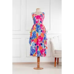 LIMA & FLOR - Vestido floreado de fiesta con vuelos para mujer