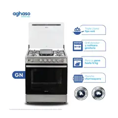 AGHASO - Cocina 5 hornillas, Rosticero y Plancha Churrasquera - COC-AGH015