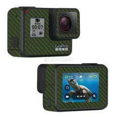 GENERICO - Skin Gopro Hero 7 black Tipo fibra de carbono Verde antirayones