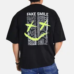 YONISTERS CLOTHING - Polo Oversize Algodón Fake Smile Negro