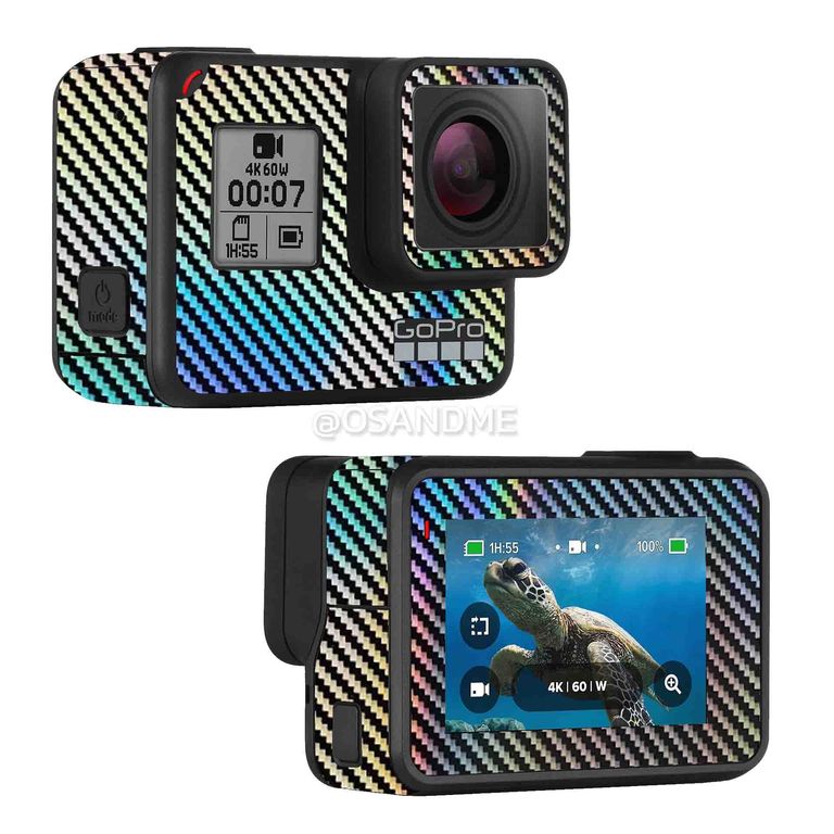 Skin Gopro Hero 7 black Tipo fibra de carbono camaleon antirayones