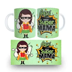 GENERICO - TAZA DE DÍA DE LA MADRE Mamá Superhéroe 11oz + Nombre Personalizado
