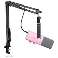 FIFINE - Micrófono AM8T PINK con Brazo
