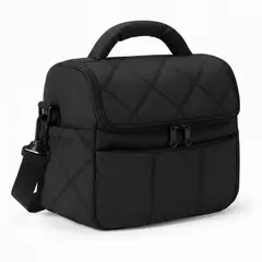 GENERICO - LONCHERA TÉRMICA NEGRA PARA ALIMENTOS TIPO PUFFER - UN COMPARTIMIENTO