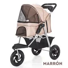 GENERICO - COCHE TRACTOR Plegable hasta 30Kg para Mascotas MARRÓN