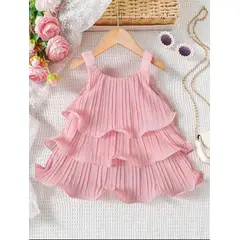 GENERICO - VESTIDO CASUAL CON CAPAS PARA NIÑA