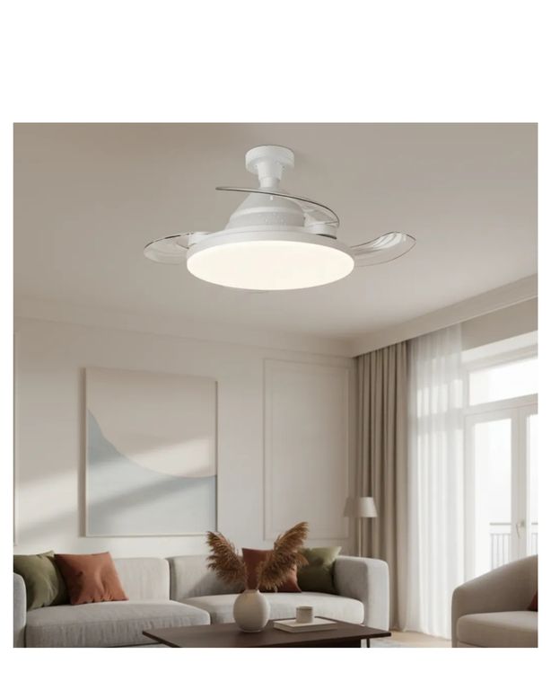 FOCO VENTILADOR DE TECHO RETRACTIL MODERNO LUZ LED CONTROL SILENCIOSO