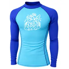 AQUA&MODA - LICRA CON PROTECCION UV AQUAMODA LAMCCMASURKLBR UNISEX CELEST CON MANGA AZUL SURF LOG BLANC REFLE