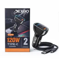 GENERICO - Cargador de Carro carga rápida de vehículo -120W USB + Type-C PD Modelo DE-E5194