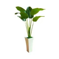 GENERICO - Planta Ave de Paraiso Artificial Decorativa con Macetero Blanco