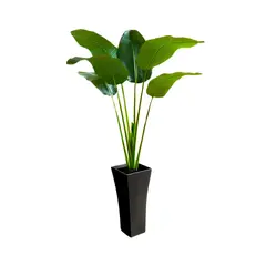 GENERICO - Planta Ave de Paraiso Artificial Decorativa con Macetero Negro