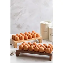HANA - PORTA HUEVOS DE MADERA 1 PISO PARA 18 HUEVOS HANDMADE