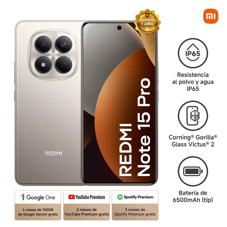 CELULAR XIAOMI NOTE 15 PRO 4G 8GB RAM 256GB ROM COLOR TITANIUM