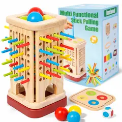 GENERICO - Guopai Torre de madera montessori - Jalar palitos
