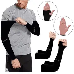 GENERICO - Manga Deportiva Brazo Hombre Negras UV Moto Ciclismo Voley XTIGER®