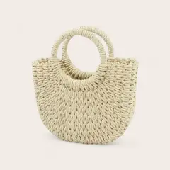 SHEY DI - Cartera playera de paja pequeña