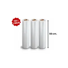 GENERICO - 3 ROLLOS STRETCH FILM TRANSPARENTE DE 20' ( 50 cms.)