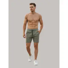 ENKI - Bermuda Urbana Hombre Verde Arena Drill Stone Casual Moderna