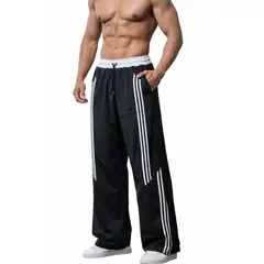 ENKI - Pantalón Urbano Hombre Negro Tela Nova Corte Ancho Moderno