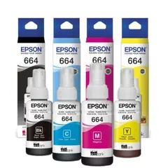 EPSON - Pack de Tintas T664 Color Negro Cian Magenta Amarillo