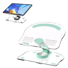 GENERICO - Soporte para Tablet Celular Giratorio 360 grados Plegable Ajustable Transparente y Verde