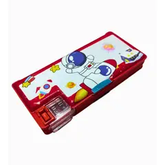 GENERICO - CARTUCHERA ASTRONAUTA CON TAJADOR ANARANJADO IMANTADA