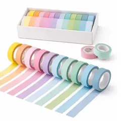 GENERICO - Set de cintas adhesivas de colores tipo scotch 12 unidades