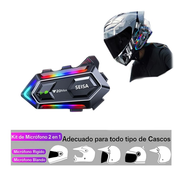 Audífonos para Casco de Moto con Intercomunicador MT-Y20MAX Bluetooth 5,3