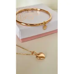 GENERICO - Collar con corazón y Puñera Enchapada en oro 18k