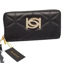 GENERICO - CARTERA DE MANO BILLETERA NEGRA BB ACOLCHADA CON LOGOTIPO BRILLANTE