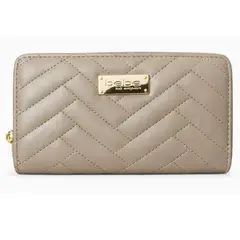 GENERICO - CARTERA DE MANO BILLETERA BEBE ACOLCHADA BEIGE CON HERRAJES DORADOS
