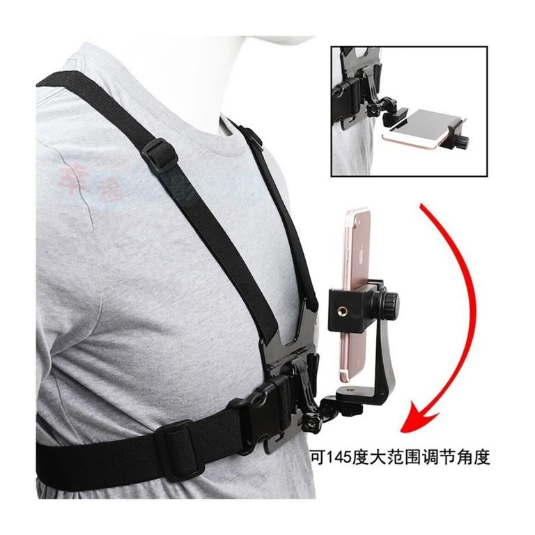 Pechera con Holder Soporte para Celular Cámara Go Pro para Motorizados o Deportes