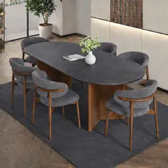 STIL NOVO - JUEGO DE COMEDOR 6 SILLAS LUNA NATURAL GRIS