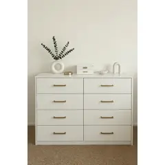 NACIONAL - Cómoda De Melamina Para Dormitorio 8 Cajones minimalista - WHITE