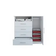 NACIONAL - Cómoda De Melamina Para Dormitorio 4 Cajones Y Puerta - TAY