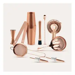 FINEZZA - Kit Bartender Profesional de 11 Piezas en Acero Inoxidable con Acabado Cobre MK-Y20455