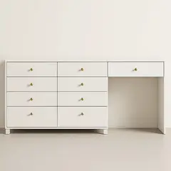 NACIONAL - Cómoda Minimalista Con Tocador De Melamina 9 Cajones - LUNA