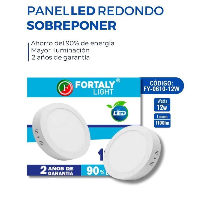 PANEL LED SOBREPONER 12 WATTS REDONDO