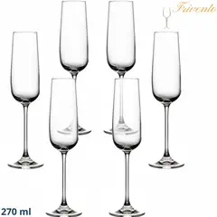 TRIVENTO - Set de Copas de Champagne de Cristal 270 ml - 9.13 oz 6 Piezas-