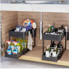 GENERICO - Organizador de 2 niveles Repisas Cocina Baño color NEGRO