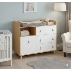 NACIONAL - Cómoda Con Cambiador De Bebe En Melamina 3 Cajones - LETY