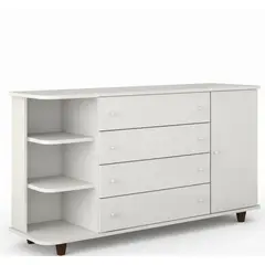 NACIONAL - Cómoda Moderna De Melamina 4 Cajones Con Repisas - FAMILY