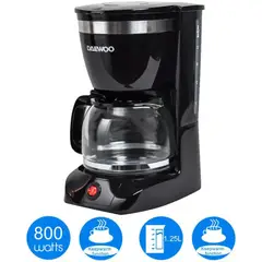 DAEWOO - Cafetera 12 Tazas DCM-1859 1.25 Litros - Negro