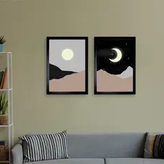 MOON - Cuadro Puesta de sol con detalles que brillan en la oscuridad