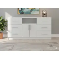 NACIONAL - Cómoda De Melamina Vintage Para Dormitorio 6 Cajones - CHIC