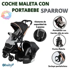 EBABY - COCHE MALETA REVERSIBLE CON PORTABEBE SPARROW EB170 - GRIS