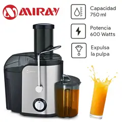 MIRAY - Extractor de Jugo EM-40 Fruta Entera Potencia 600 W Gris