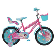GENERICO - Bicicleta para Niños y Niñas Aro 16 con Canasta y Porta Muñecas a Pedales Aprendizaje